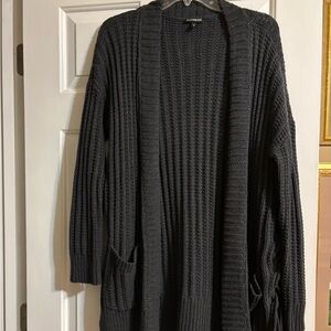 Express Gray Ribbed Cardigan Sweater